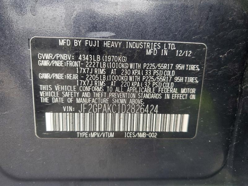 Продажа на аукционе авто 2013 Subaru Xv Crosstrek, vin: JF2GPAKC1D2826424, номер лота: 48304726
