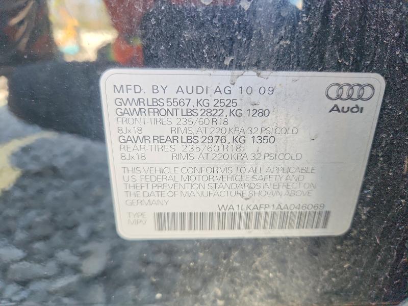 2010 Audi Q5 მანქანა იყიდება აუქციონზე, vin: WA1LKAFP1AA046069, აუქციონის ნომერი: 48148196
