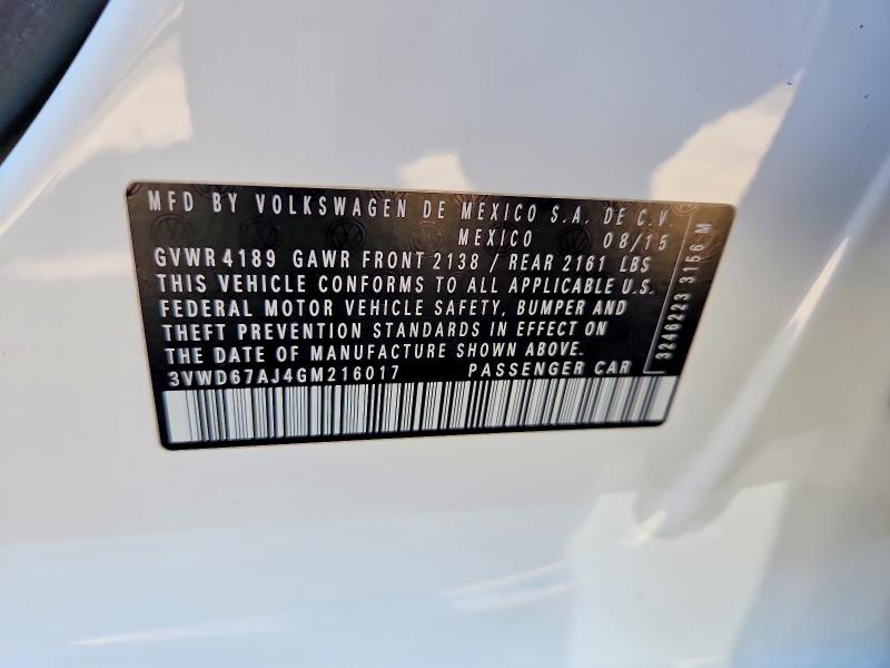 Продажа на аукционе авто 2016 Volkswagen Jetta, vin: 3VWD67AJ4GM216017, номер лота: 48720726