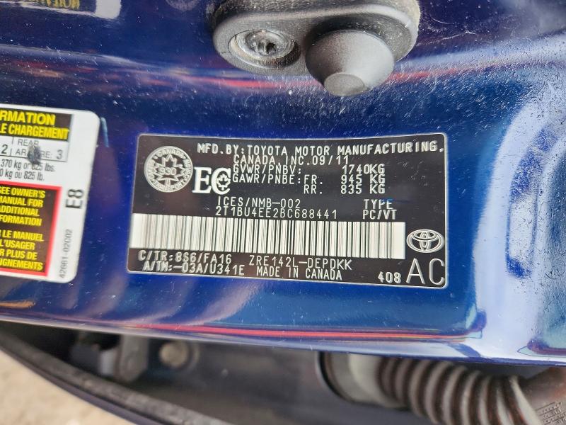 Продаж на аукціоні авто 2011 Toyota Corolla, vin: 2T1BU4EE2BC688441, номер лоту: 50111076