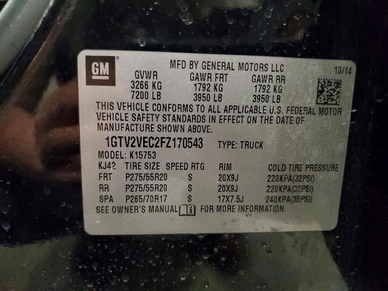 Продажа на аукционе авто 2015 Gmc Sierra, vin: 1GTV2VEC2FZ170543, номер лота: 50430136