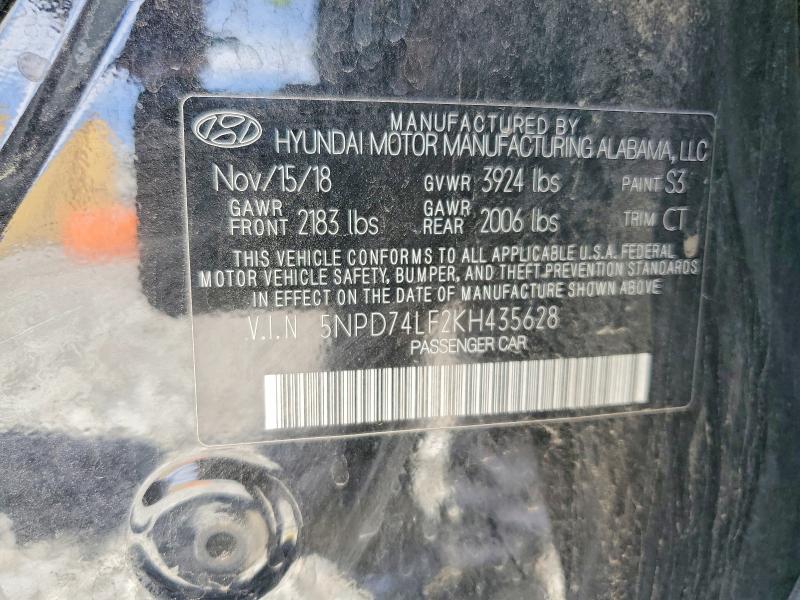 Aukcja sprzedaży 2019 Hyundai Elantra, vin: 5NPD74LF2KH435628, numer aukcji: 50347406