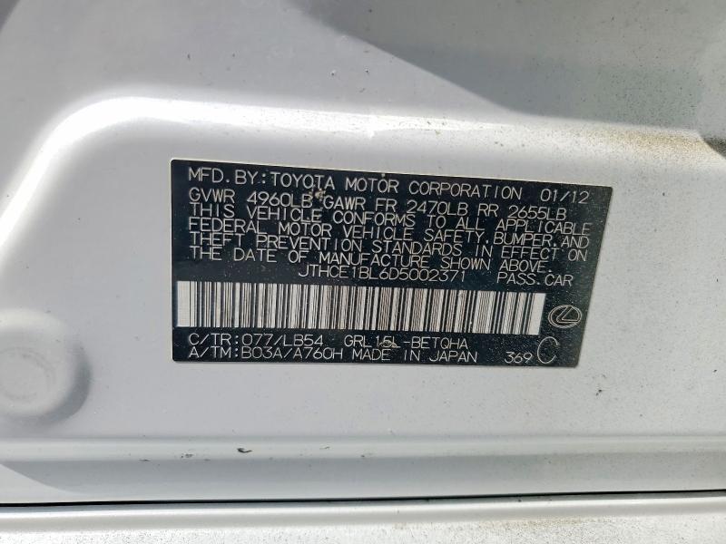 Продажа на аукционе авто 2013 Lexus Gs, vin: JTHCE1BL6D5002371, номер лота: 50844136