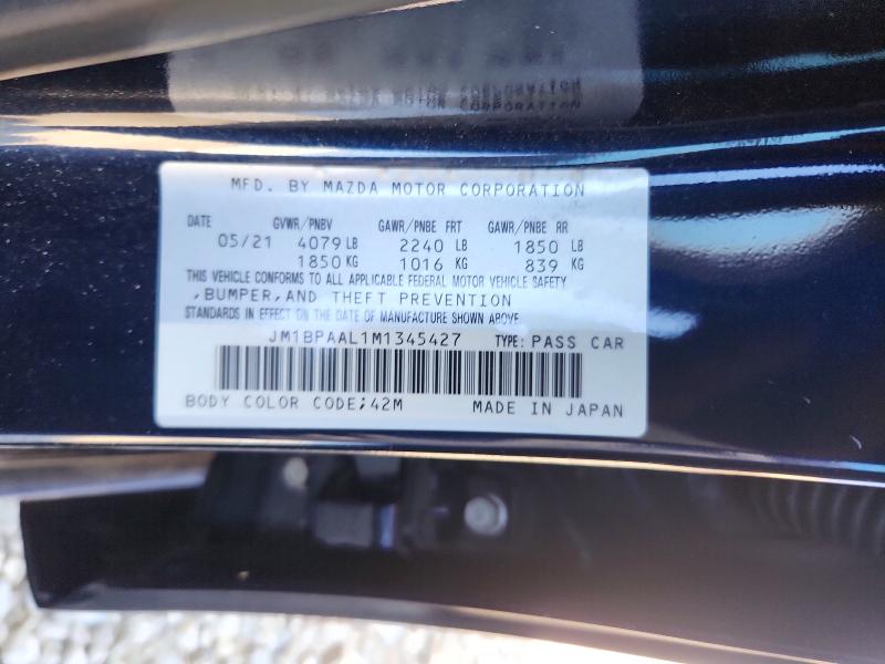 50135586 :رقم المزاد ، JM1BPAAL1M1345427 vin ، 2021 Mazda 3 مزاد بيع