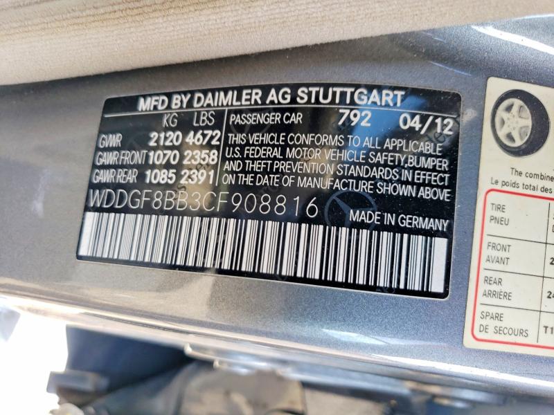 2012 Mercedes-benz C მანქანა იყიდება აუქციონზე, vin: WDDGF8BB3CF908816, აუქციონის ნომერი: 49944056