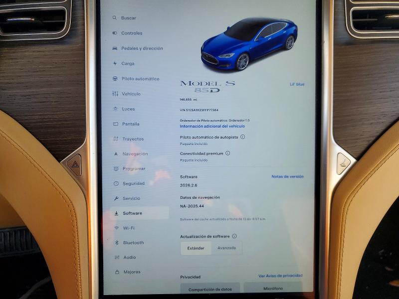 Продажа на аукционе авто 2015 Tesla Model S, vin: 5YJSA1H23FFP77364, номер лота: 49429146