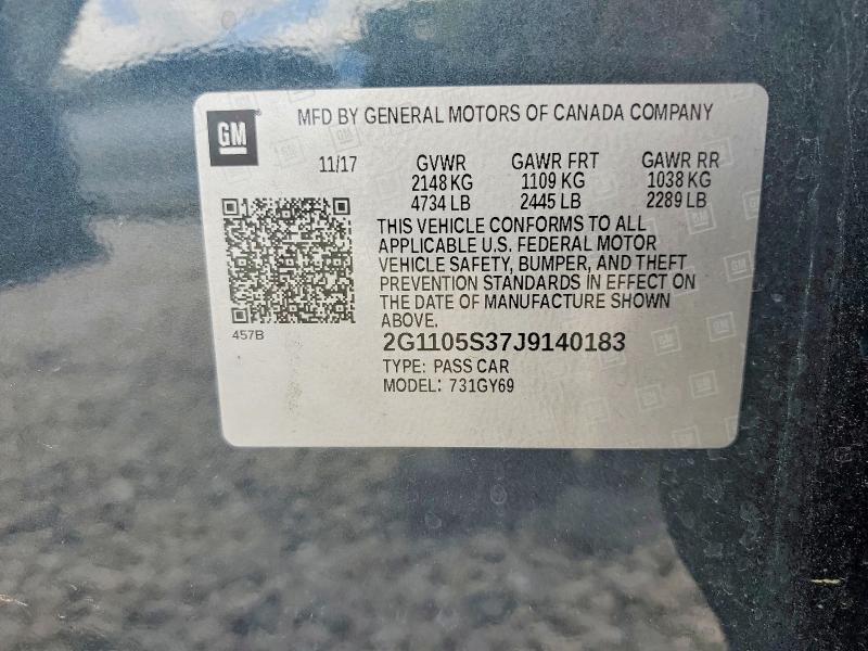 Aukcja sprzedaży 2018 Chevrolet Impala, vin: 2G1105S37J9140183, numer aukcji: 48421146
