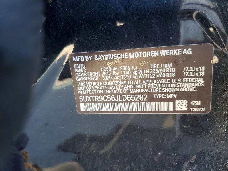 49769046 :رقم المزاد ، 5UXTR9C56JLD65282 vin ، 2018 Bmw X3 مزاد بيع