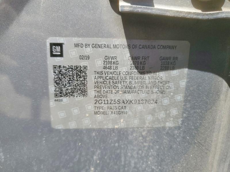 Продажа на аукционе авто 2019 Chevrolet Impala, vin: 2G11Z5SAXK9137624, номер лота: 48921526