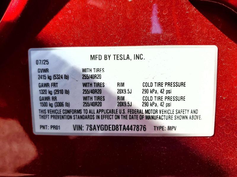 Продажа на аукционе авто 2026 Tesla Model Y, vin: 7SAYGDED8TA447876, номер лота: 51039956