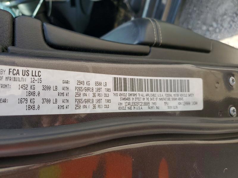 Продаж на аукціоні авто 2015 Jeep Grand Cherokee, vin: 1C4RJEBG5FC218809, номер лоту: 49881176
