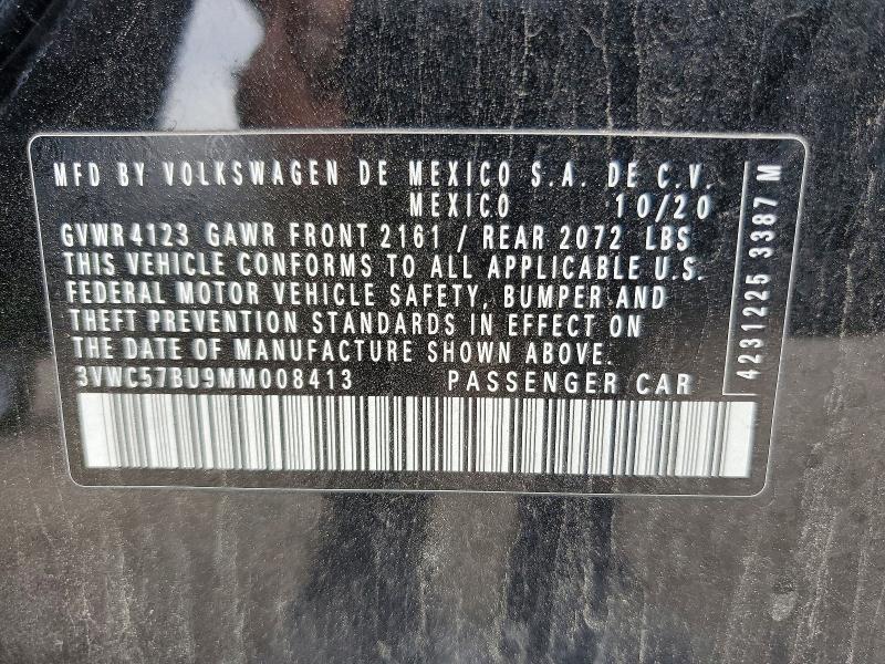 2021 Volkswagen Jetta მანქანა იყიდება აუქციონზე, vin: 3VWC57BU9MM008413, აუქციონის ნომერი: 49374066
