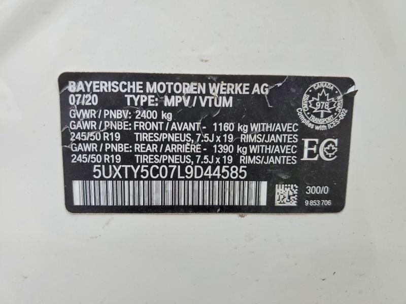 2020 Bmw X3 მანქანა იყიდება აუქციონზე, vin: 5UXTY5C07L9D44585, აუქციონის ნომერი: 48287946