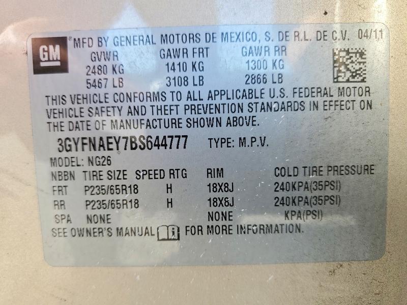 2011 Cadillac Srx მანქანა იყიდება აუქციონზე, vin: 3GYFNAEY7BS644777, აუქციონის ნომერი: 49958876