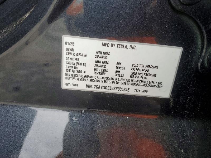 2025 Tesla Model Y მანქანა იყიდება აუქციონზე, vin: 7SAYGDEE8SF305845, აუქციონის ნომერი: 48268326