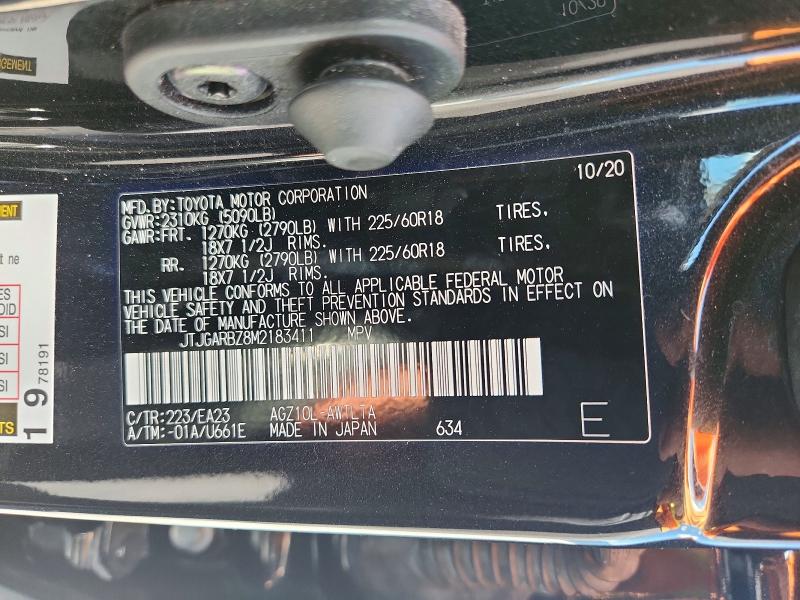 50387556 :رقم المزاد ، JTJGARBZ8M2183411 vin ، 2021 Lexus Nx 300 مزاد بيع
