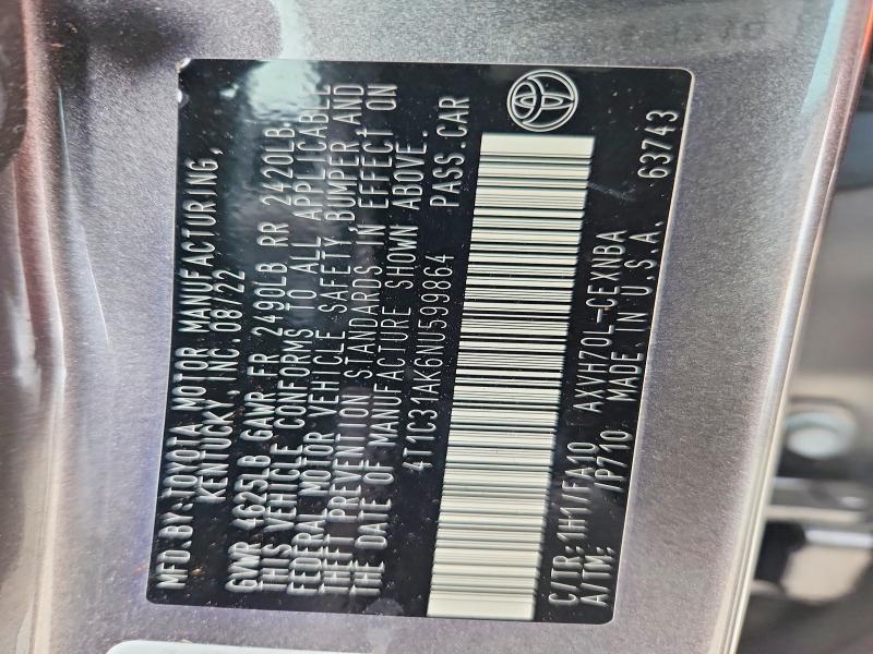 Aukcja sprzedaży 2022 Toyota Camry, vin: 4T1C31AK6NU599864, numer aukcji: 51777246
