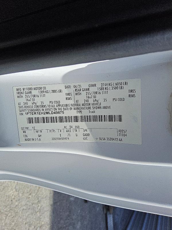 Aukcja sprzedaży 2021 Ford Ranger, vin: 1FTER1EH2MLD49875, numer aukcji: 48683396