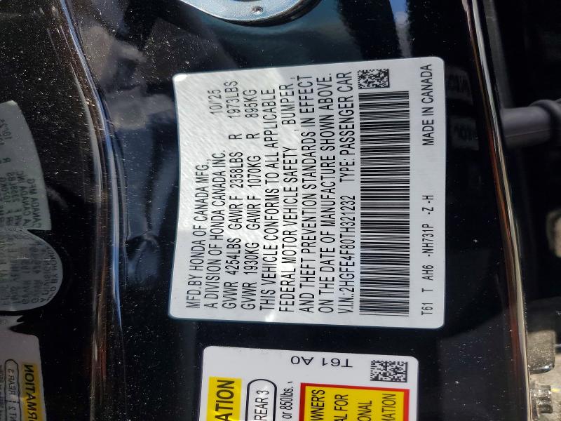 Продажа на аукционе авто 2026 Honda Civic, vin: 2HGFE4F80TH321232, номер лота: 51301876