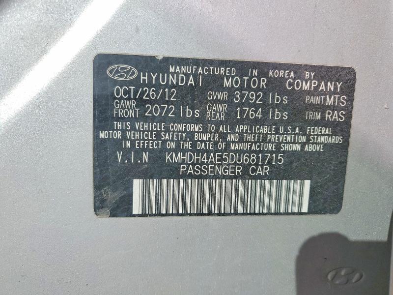 Aukcja sprzedaży 2013 Hyundai Elantra, vin: KMHDH4AE5DU681715, numer aukcji: 49000466