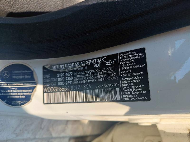 51335876 :رقم المزاد ، WDDGF8BB4BR174359 vin ، 2011 Mercedes-benz C مزاد بيع