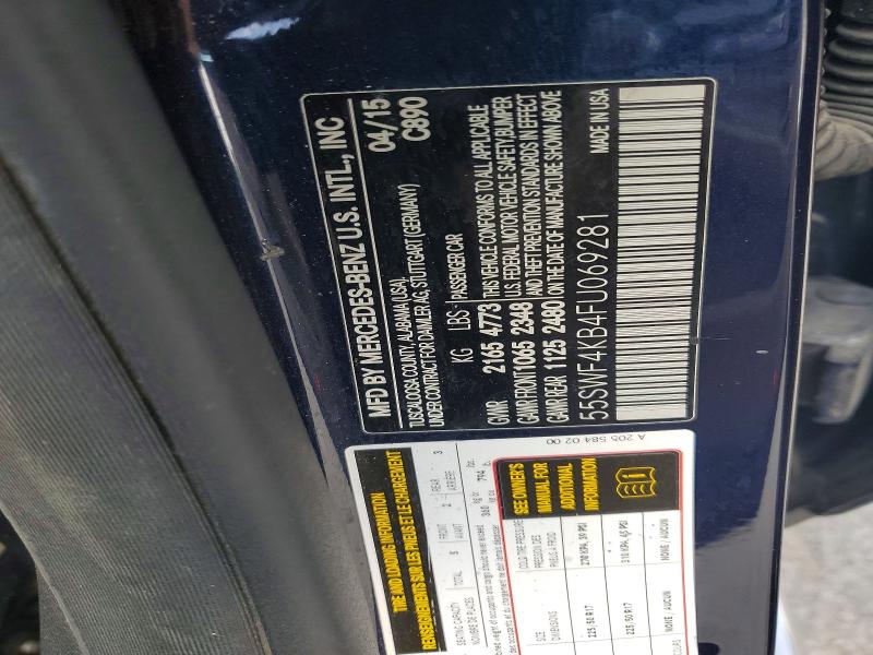 Продажа на аукционе авто 2015 Mercedes-benz C, vin: 55SWF4KB4FU069281, номер лота: 49779946