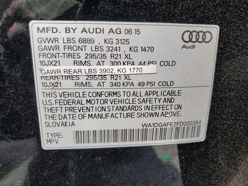 Aukcja sprzedaży 2015 Audi Q7, vin: WA1DGAFE2FD032384, numer aukcji: 51872386