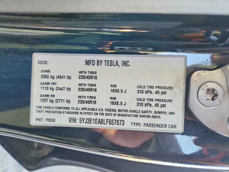 Aukcja sprzedaży 2020 Tesla Model 3, vin: 5YJ3E1EA8LF657673, numer aukcji: 48961576