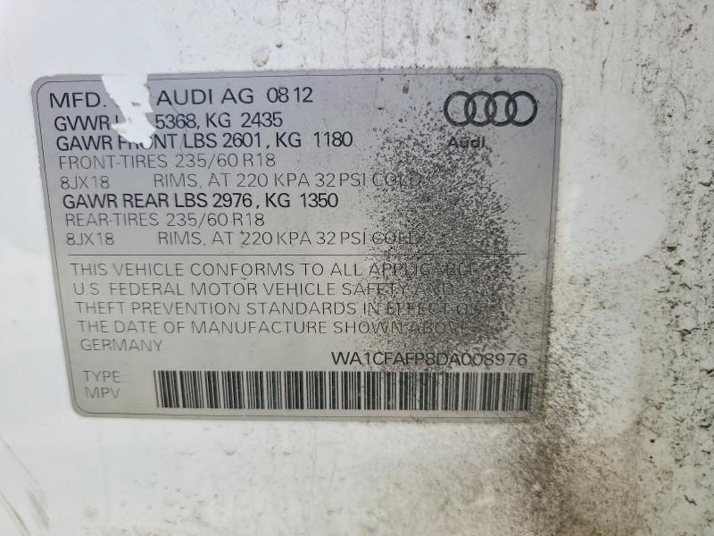 Продаж на аукціоні авто 2013 Audi Q5, vin: WA1CFAFP8DA008976, номер лоту: 48315376
