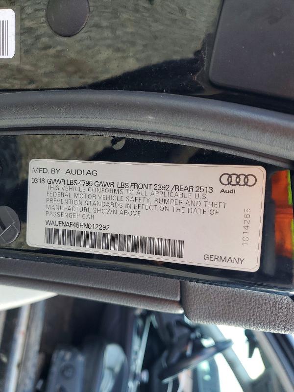 Aukcja sprzedaży 2017 Audi A4, vin: WAUENAF45HN012292, numer aukcji: 49446756