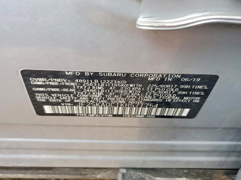 Продаж на аукціоні авто 2019 Subaru Forester, vin: JF2SKAGC1KH571754, номер лоту: 49216946