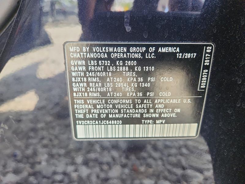 Aukcja sprzedaży 2018 Volkswagen Atlas, vin: 1V2CR2CA1JC548820, numer aukcji: 48058836