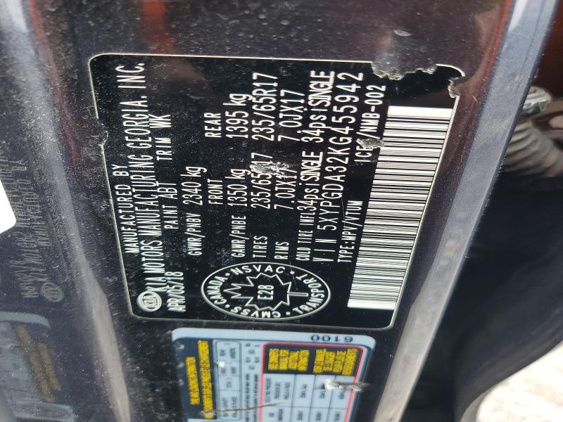 Продаж на аукціоні авто 2019 Kia Sorento, vin: 5XYPGDA32KG455942, номер лоту: 49088446