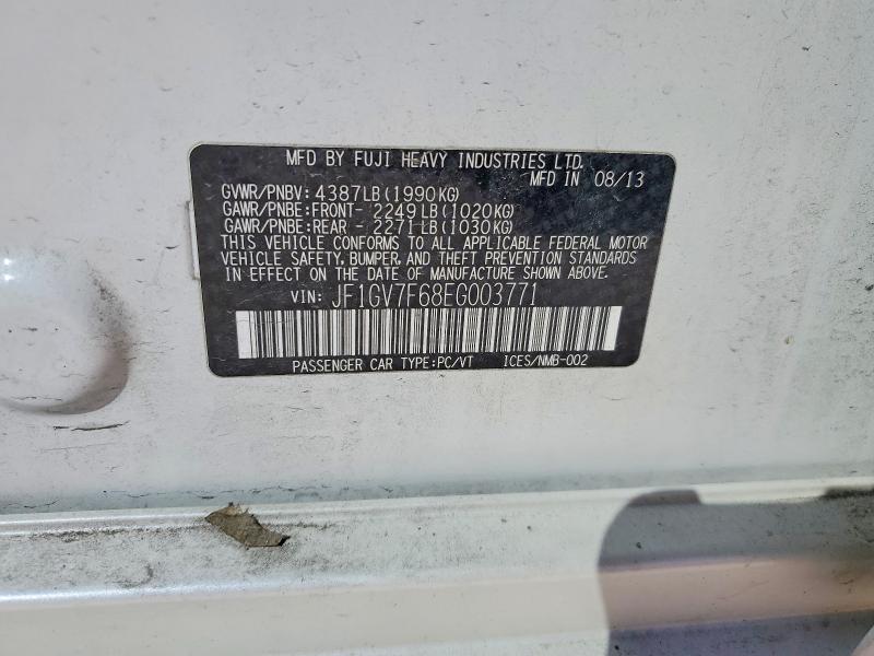 2014 Subaru Impreza მანქანა იყიდება აუქციონზე, vin: JF1GV7F68EG003771, აუქციონის ნომერი: 51711156