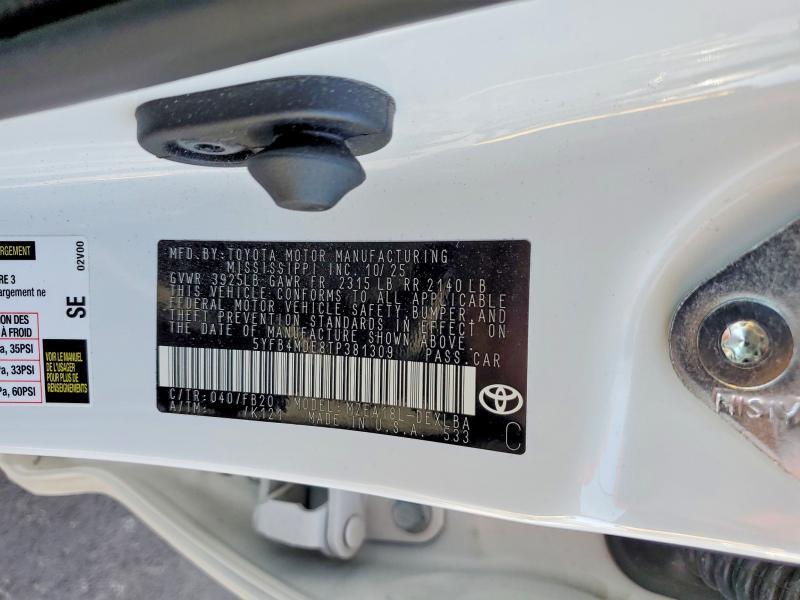 51478996 :رقم المزاد ، 5YFB4MDE8TP381309 vin ، 2026 Toyota Corolla مزاد بيع