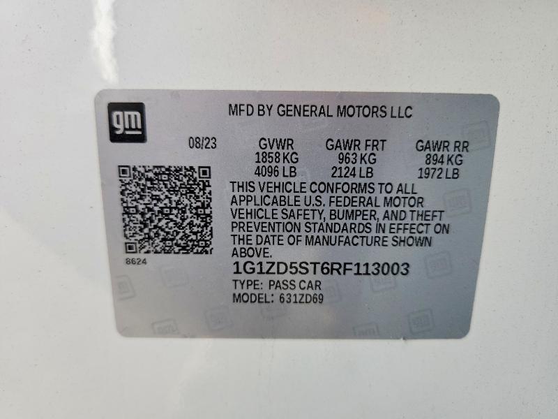 Aukcja sprzedaży 2024 Chevrolet Malibu, vin: 1G1ZD5ST6RF113003, numer aukcji: 49410596