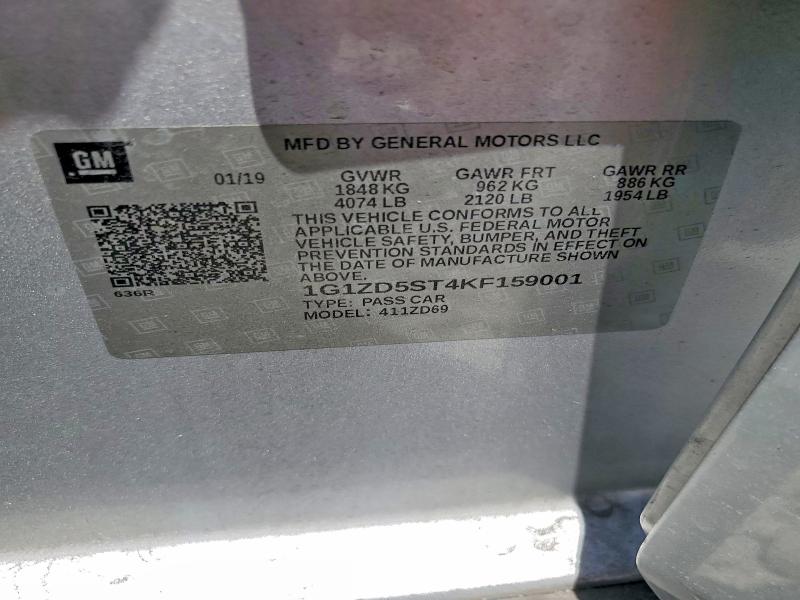 Продаж на аукціоні авто 2019 Chevrolet Malibu, vin: 1G1ZD5ST4KF159001, номер лоту: 48165016