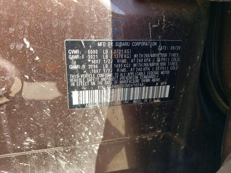 Aukcja sprzedaży 2021 Subaru Ascent, vin: 4S4WMAFD2M3410748, numer aukcji: 49291676