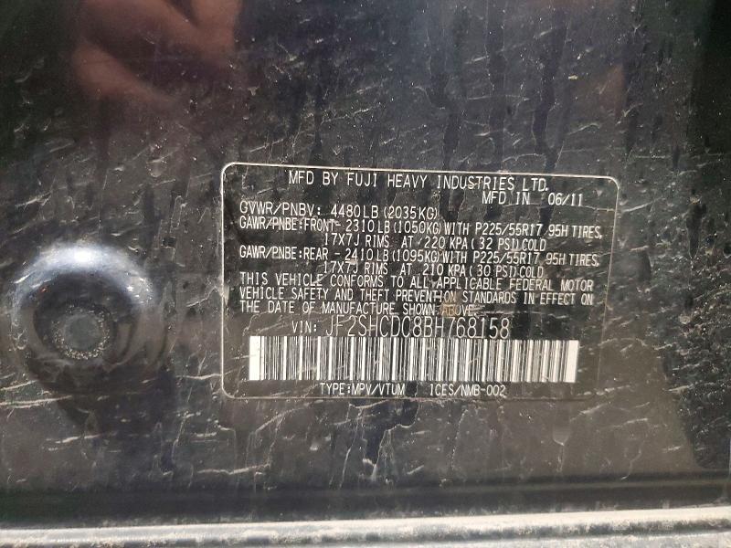 2011 Subaru Forester მანქანა იყიდება აუქციონზე, vin: JF2SHCDC8BH768158, აუქციონის ნომერი: 50436656
