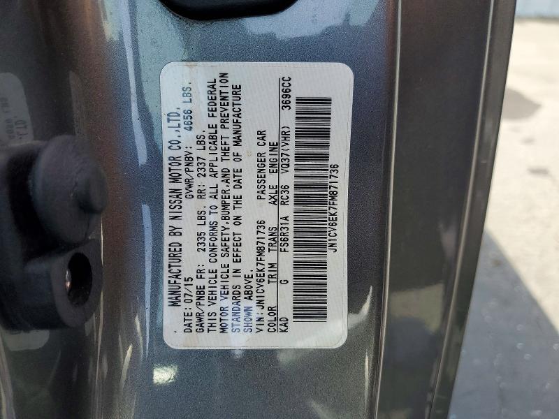 Продажа на аукционе авто 2015 Infiniti Q60 Coupe, vin: JN1CV6EK7FM871736, номер лота: 49367656