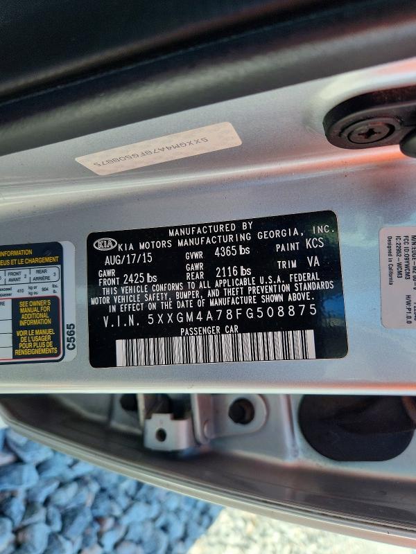 49679286 :رقم المزاد ، 5XXGM4A78FG508875 vin ، 2015 Kia Optima مزاد بيع