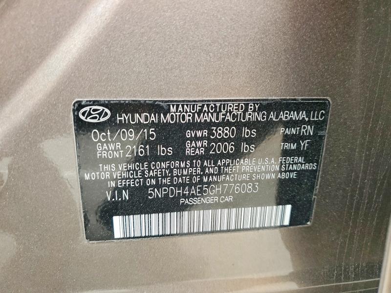 Aukcja sprzedaży 2016 Hyundai Elantra, vin: 5NPDH4AE5GH776083, numer aukcji: 48874606