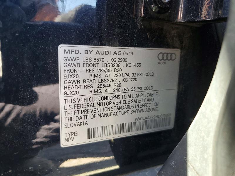 Продажа на аукционе авто 2017 Audi Q7, vin: WA1LAAF72HD017689, номер лота: 51115376