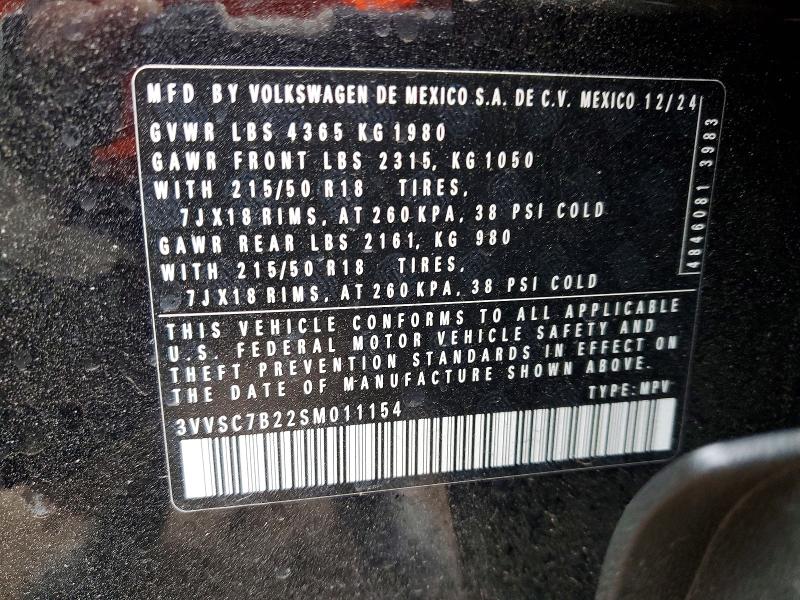 Продаж на аукціоні авто 2025 Volkswagen Taos, vin: 3VVSC7B22SM011154, номер лоту: 49558026