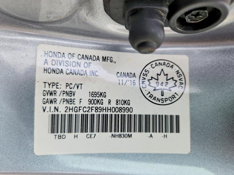 Aukcja sprzedaży 2017 Honda Civic, vin: 2HGFC2F89HH008990, numer aukcji: 50720436