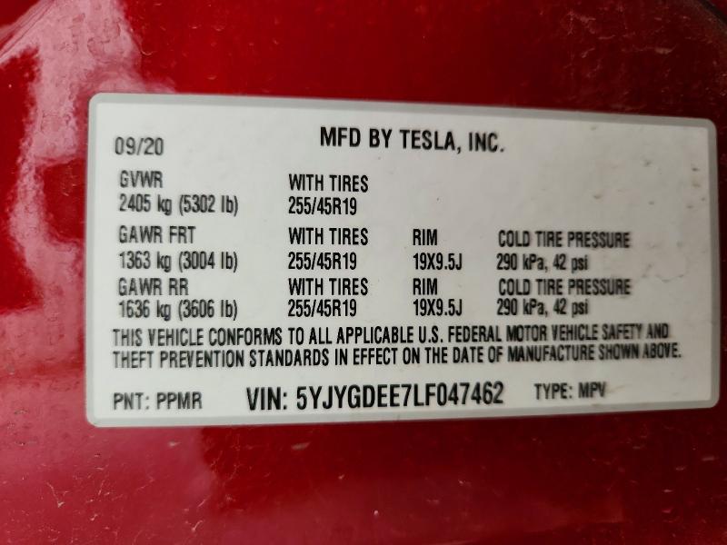 Продажа на аукционе авто 2020 Tesla Model Y, vin: 5YJYGDEE7LF047462, номер лота: 51302926