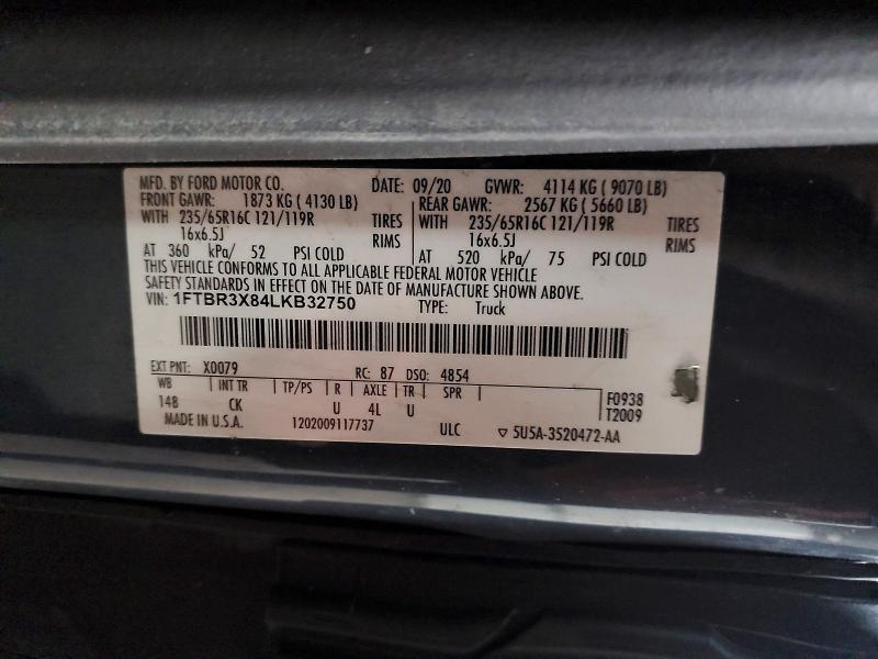 48238566 :رقم المزاد ، 1FTBR3X84LKB32750 vin ، 2020 Ford Transit مزاد بيع