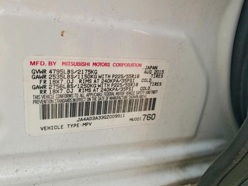 Aukcja sprzedaży 2016 Mitsubishi Outlander, vin: JA4AD3A33GZ009911, numer aukcji: 50774306