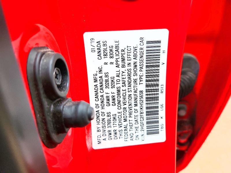 2019 Honda Civic მანქანა იყიდება აუქციონზე, vin: 2HGFC2F81KH525658, აუქციონის ნომერი: 48282076