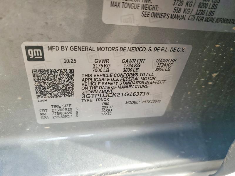 50663776 :رقم المزاد ، 3GTPUJEK2TG163719 vin ، 2026 Gmc Sierra مزاد بيع